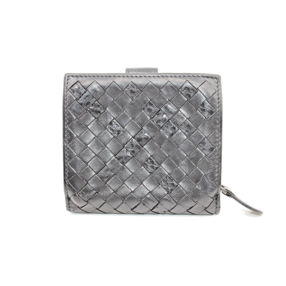 D0 Authentic BOTTEGA VENETA Intrecciato Black Bifold Leather Coin Pouch Wallet - Picture 2 of 9